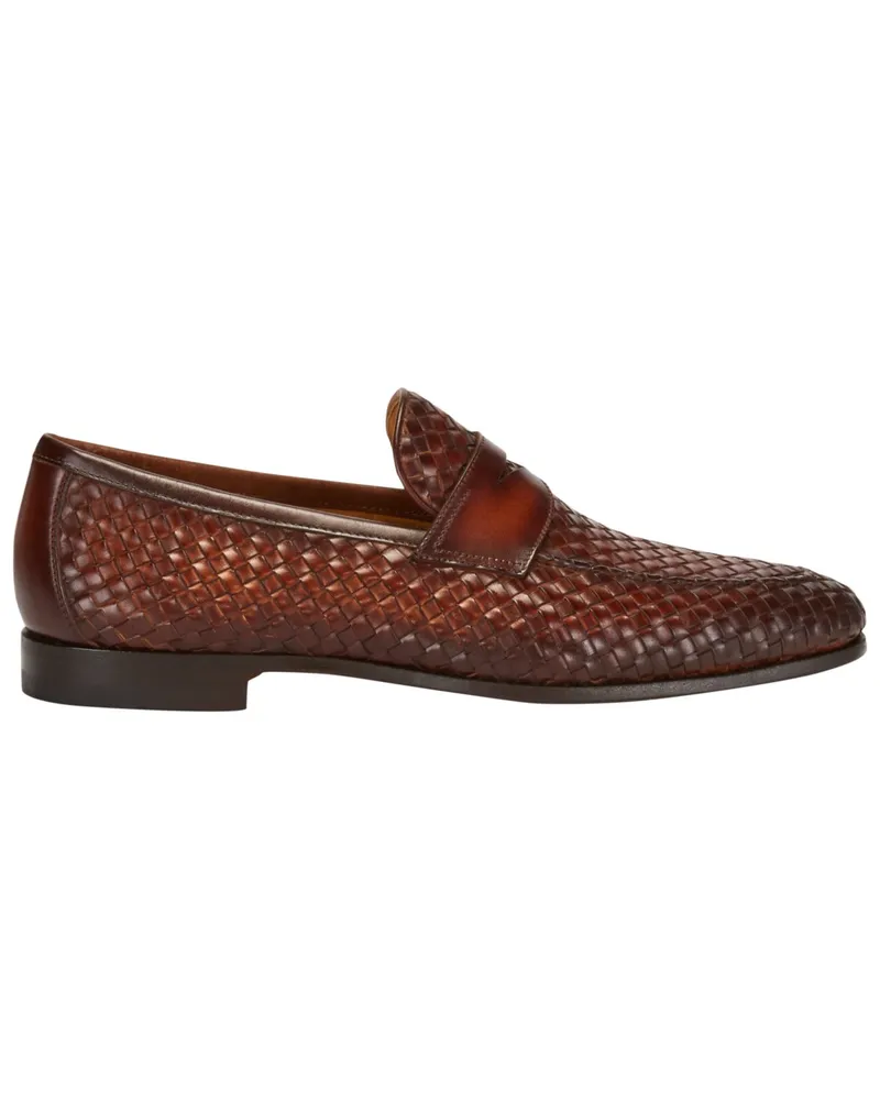 Magnanni Penny Loafer aus geflochtenem Leder in Cognac