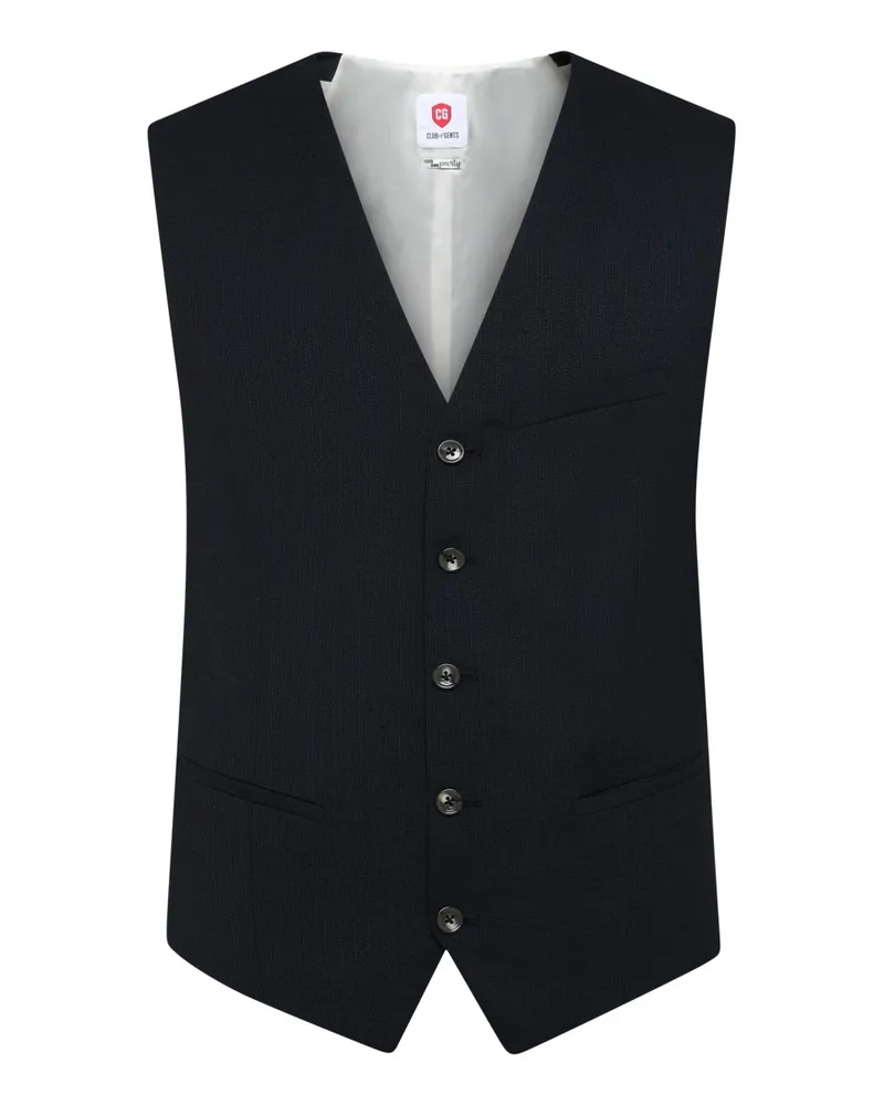 CG Anzugweste aus Schurwolle mit feiner Struktur, Slim Fit in Marine