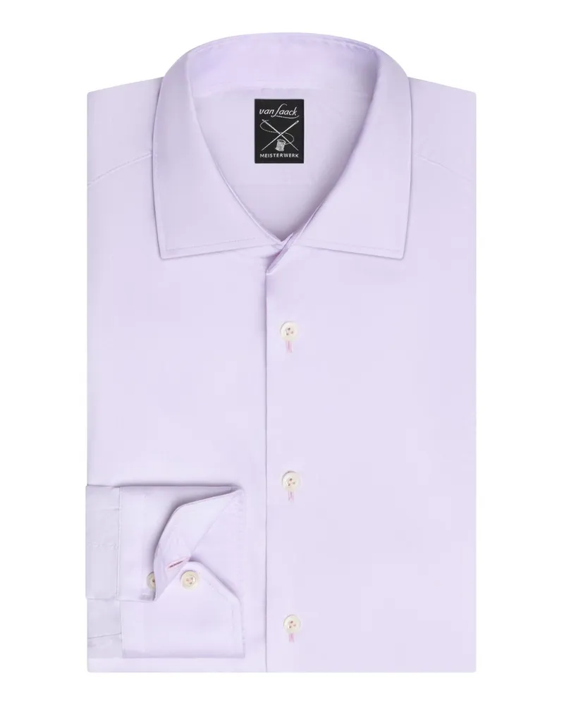 van Laack Unifarbenes Businesshemd aus Baumwolle in Twill-Qualität, Slim Fit in Flieder