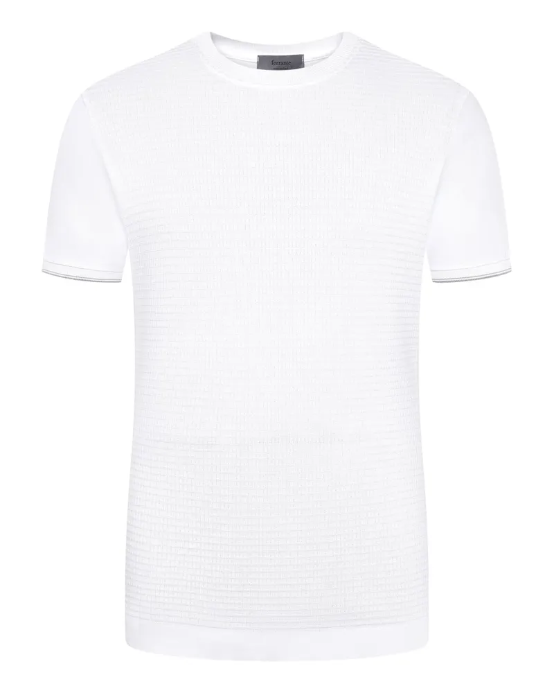 Ferrante Strukturiertes Jersey T-Shirt mit Stretchanteil in Weiß