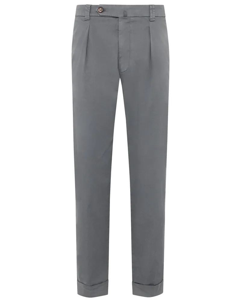 Berwich Chino Chiaia aus Baumwollstretch mit Bundfalte in Anthrazit