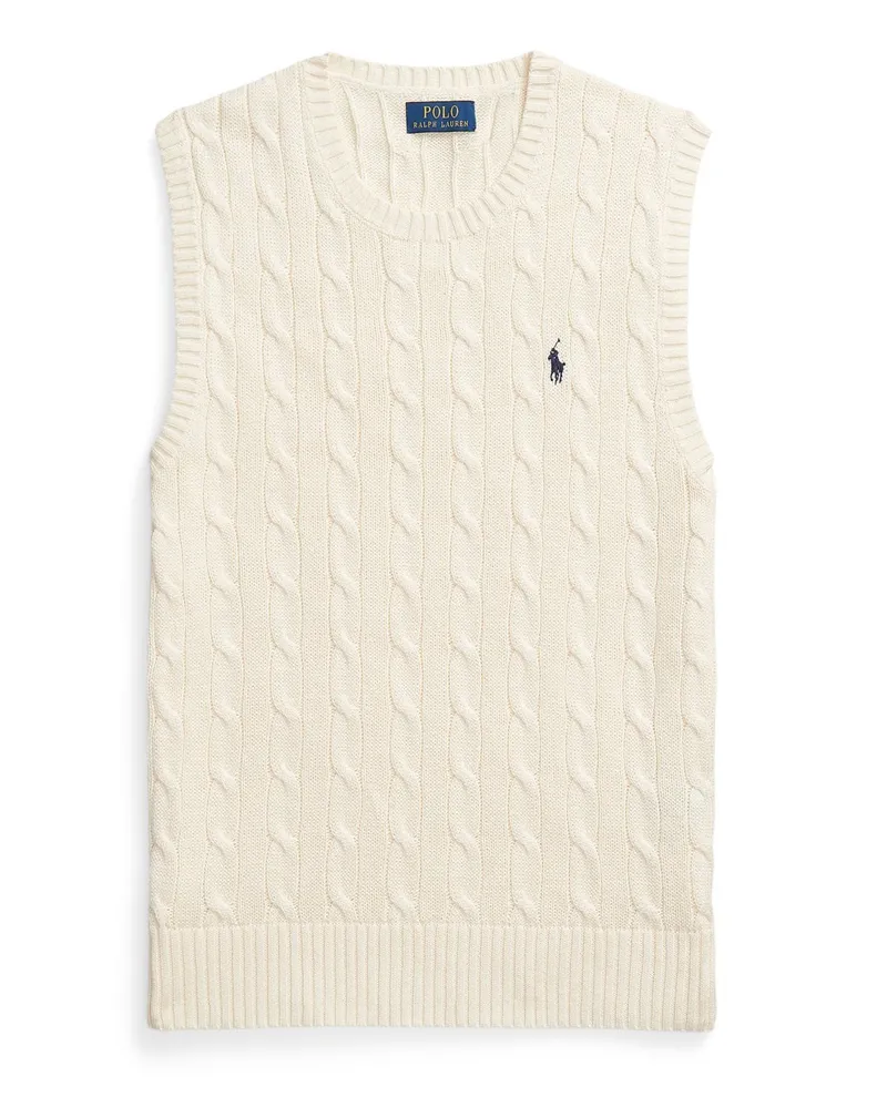 Ralph Lauren Pullunder aus Baumwolle in Zopfstrickmuster in Offwhite