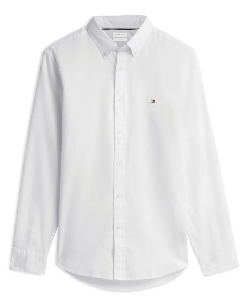 Tommy Hilfiger Leichtes THFlex-Oxfordhemd mit Struktur und Stretch, Slim Fit in Weiß