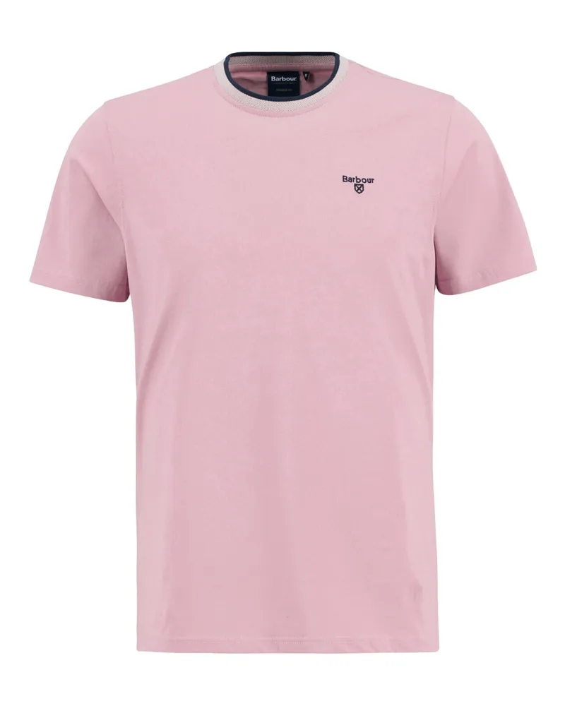 Barbour T-Shirt mit geripptem Kontrastkragen, Tailored Fit in Pink