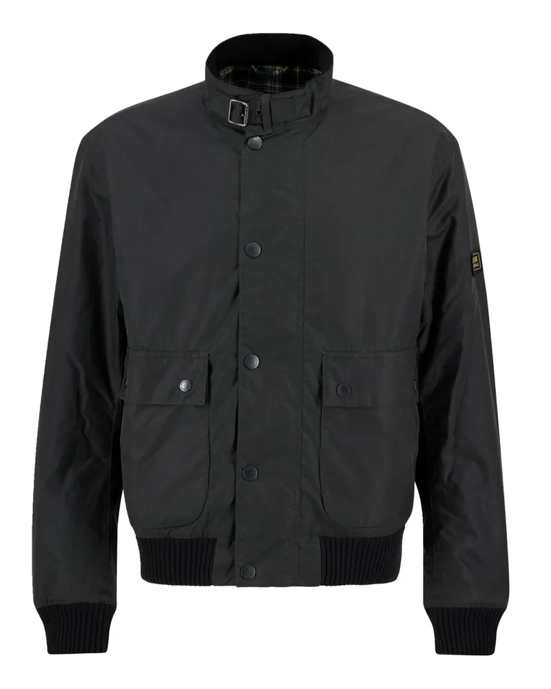 Barbour Wachsblouson Traction im Biker-Look in Dunkelgrün