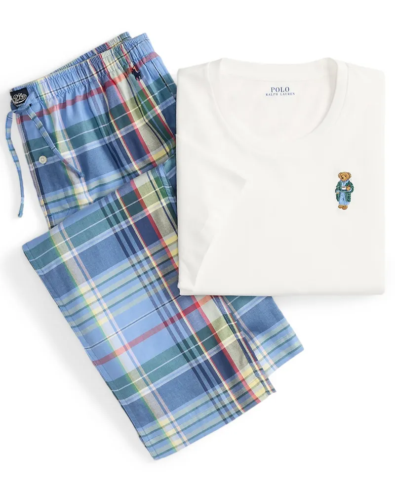 Ralph Lauren Schlafanzug aus Baumwolle mit Logo-Aufnähern, X-Mas in Blau