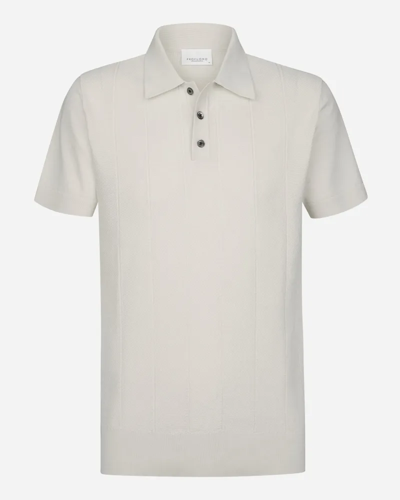 Profuomo Poloshirt aus einem strukturiertem Baumwollstrick in Offwhite