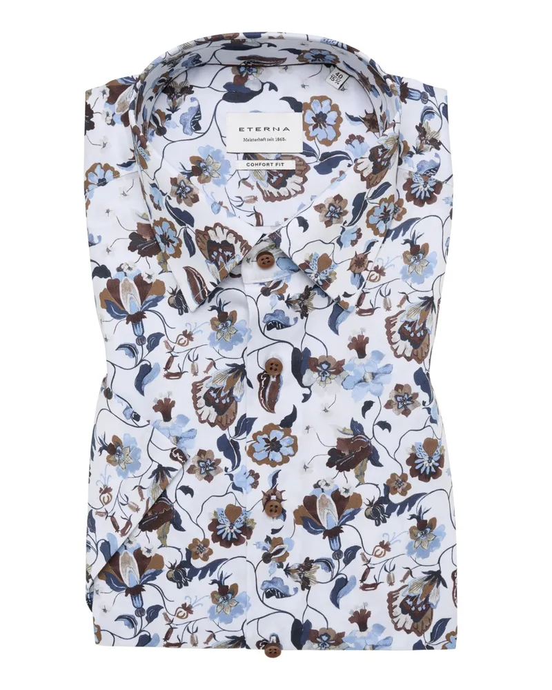 Eterna Bügelfreies Kurzarmhemd mit floralem Print, Comfort Fit in Multicolor