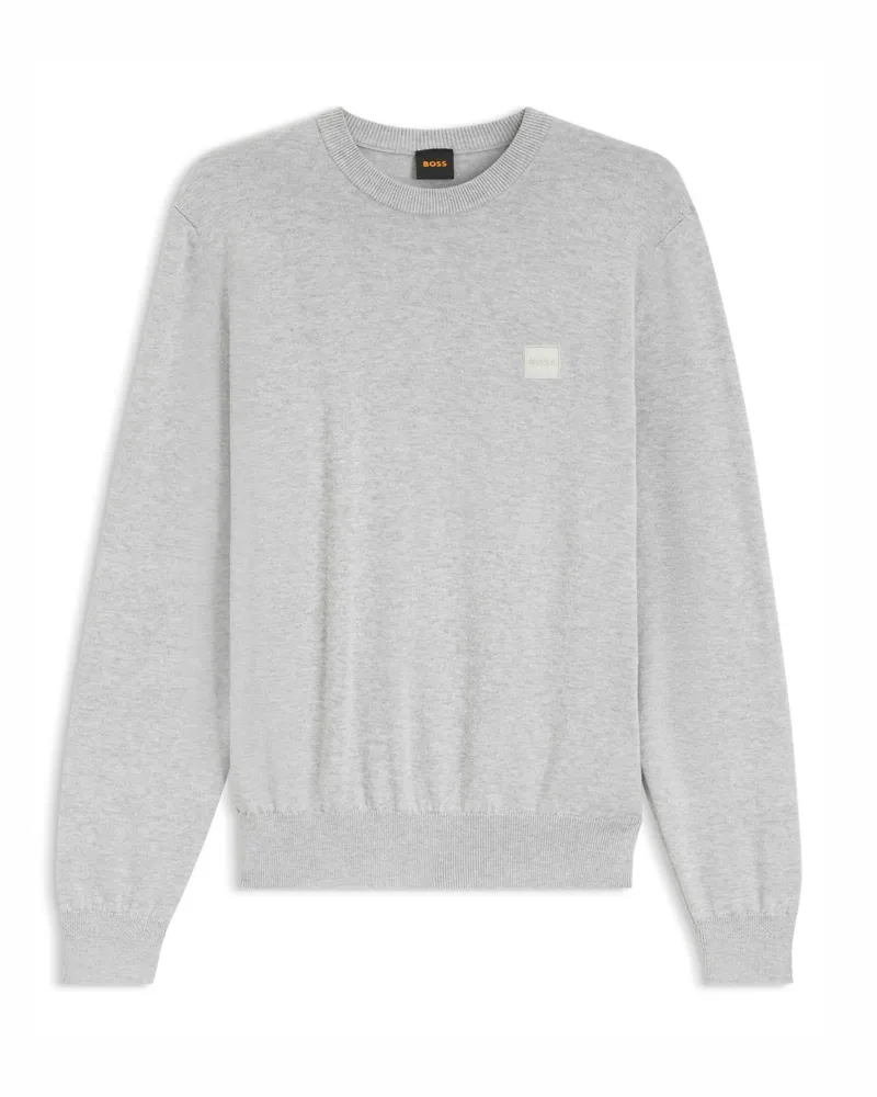 HUGO BOSS Leichter Pullover mit Kaschmiranteil und Rundhalsausschnitt in Hellgrau