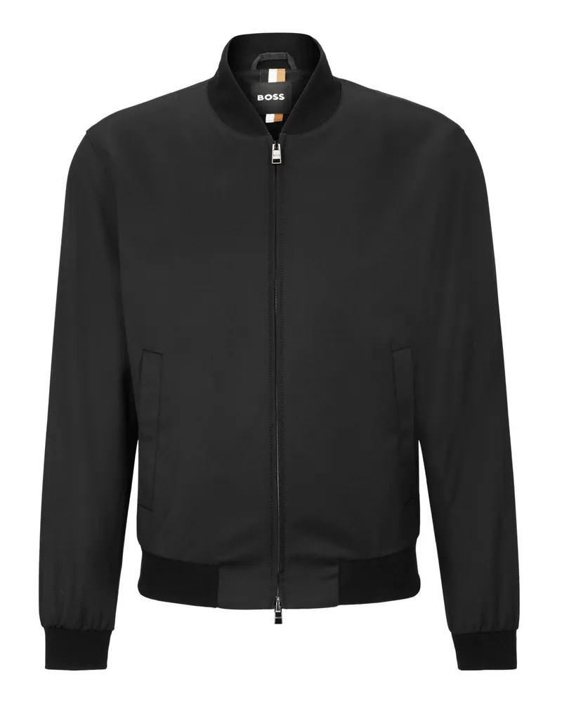 HUGO BOSS Leichter Blouson aus Super 120 Schurwolle, Slim Fit in Schwarz
