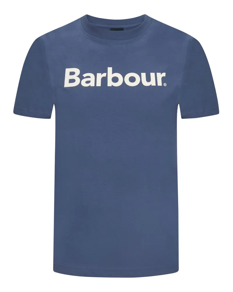 Barbour T-Shirt aus Baumwolle mit Label-Print, Relaxed Fit in Marine