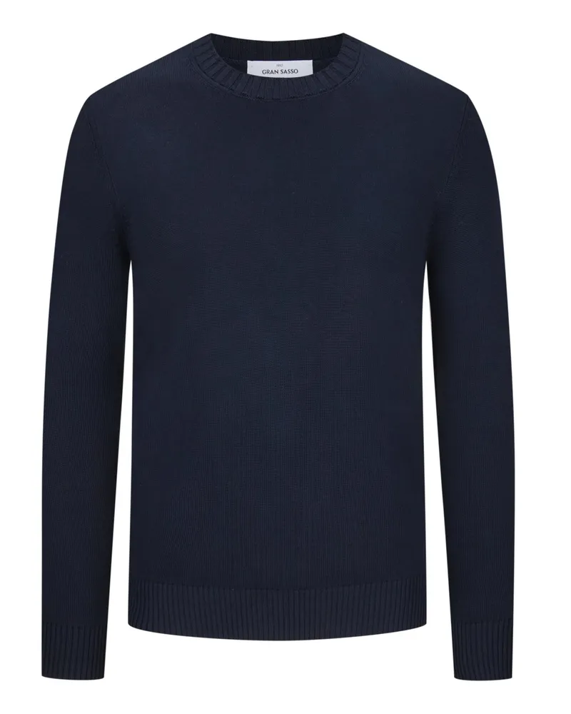 Gran Sasso Softer Rundhals-Pullover aus ägyptischer Baumwolle in Marine