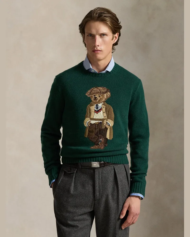 Ralph Lauren Pullover aus Baumwolle mit Polo Bear-Aufnäher in Grün