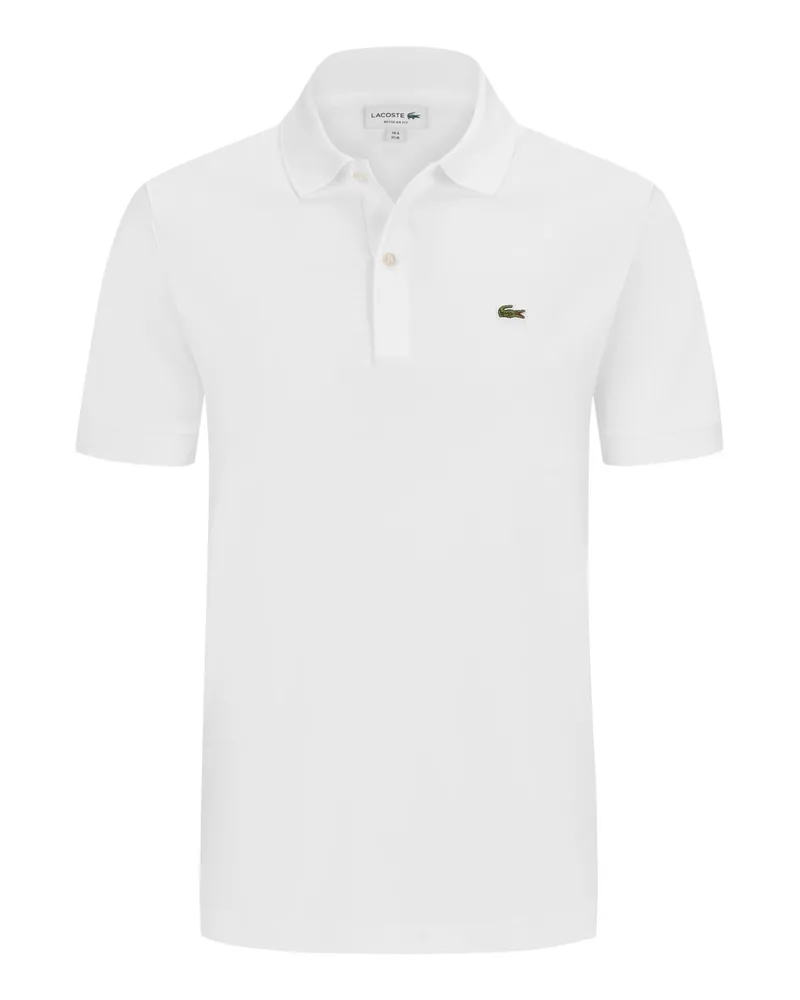 Lacoste Glattes Poloshirt mit Krokodil-Aufnäher, Regular Fit in Weiß