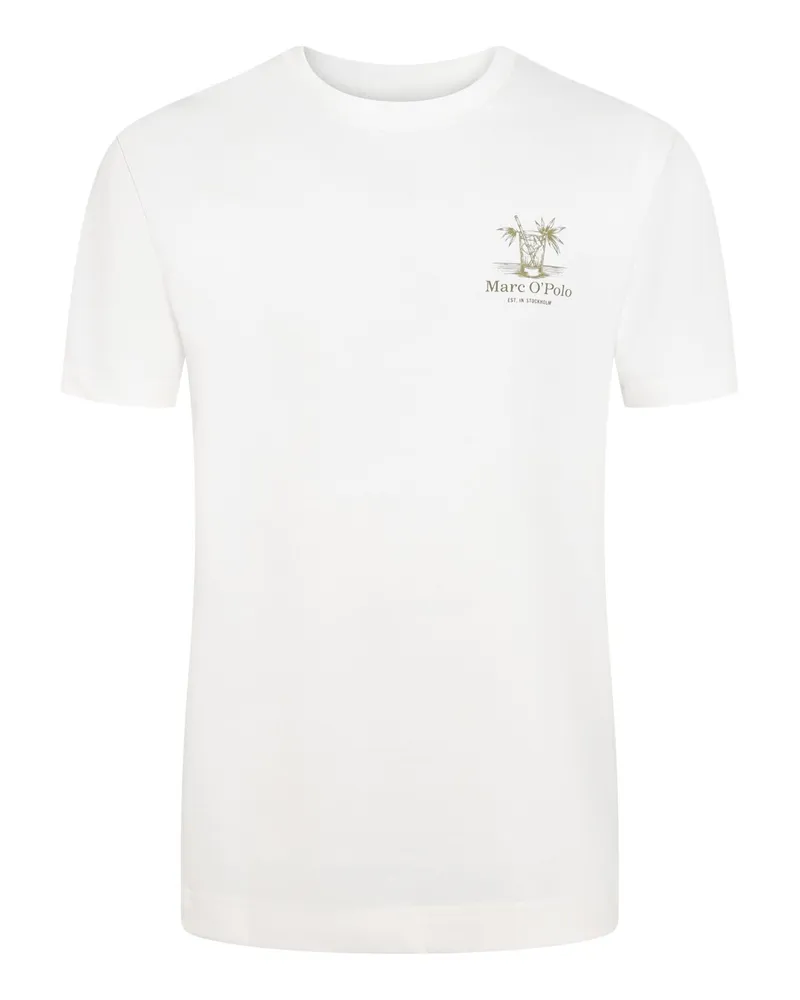 Marc O'Polo Softes Baumwoll-T-Shirt mit Bambus-Print auf Rückseite in Grün