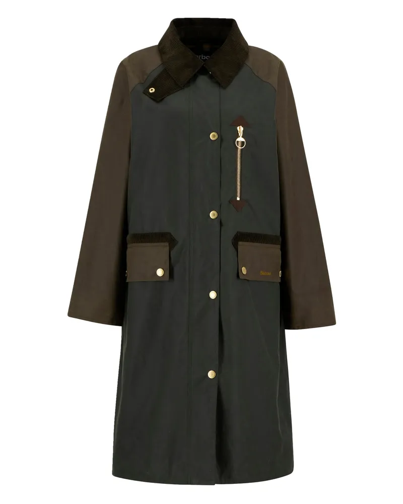 Barbour Gewachster Damen-Mantel Evette mit Cord-Kragen und breiter Rückenfalte in Oliv