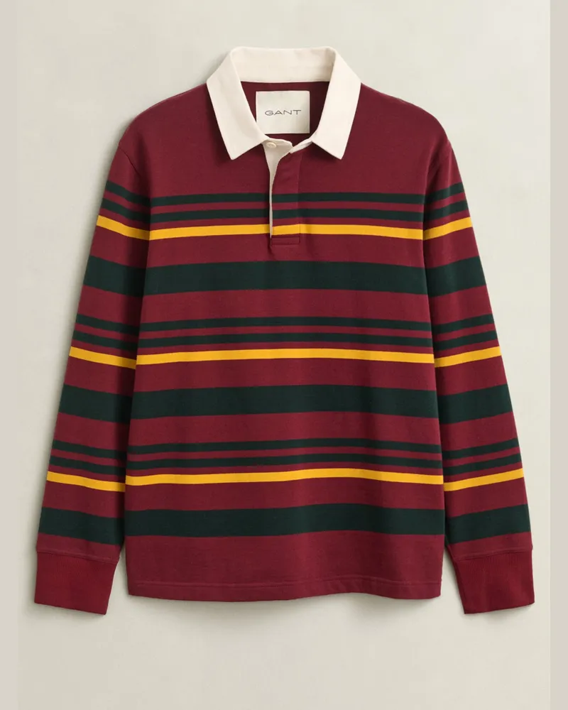 Gant Rugbyshirt aus Baumwolle mit Ringelstreifen, Regular Fit in Bordeaux