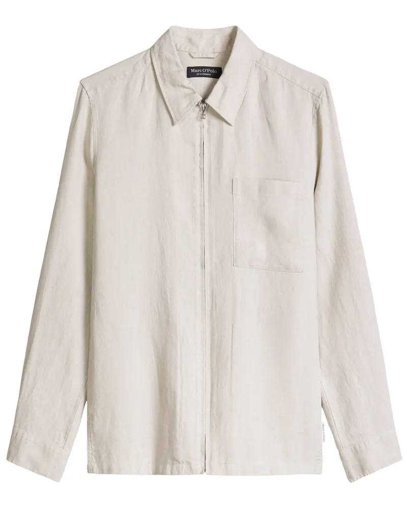 Marc O'Polo Leinen-Overshirt mit Zip und Brusttasche in Natur