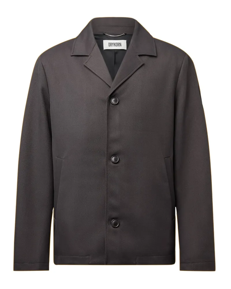 Drykorn Twill-Overshirt Louvin mit kleinem Reverskragen, Regular in Dunkelbraun