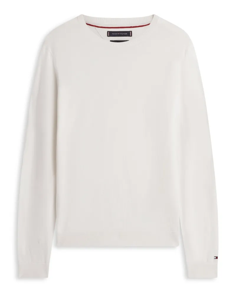 Tommy Hilfiger Leichter Strick-Pullover mit Lyocell und Logo-Stickerei in Offwhite