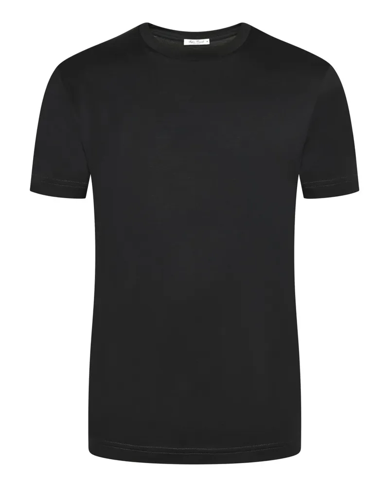 Stefan Brandt Glattes T-Shirt aus feiner Merinowolle in Schwarz