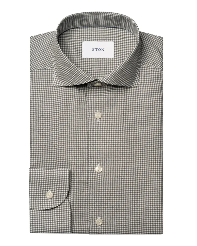 Eton Leichtes Flanellhemd mit Kleinkaromuster, Contemporary in Grau