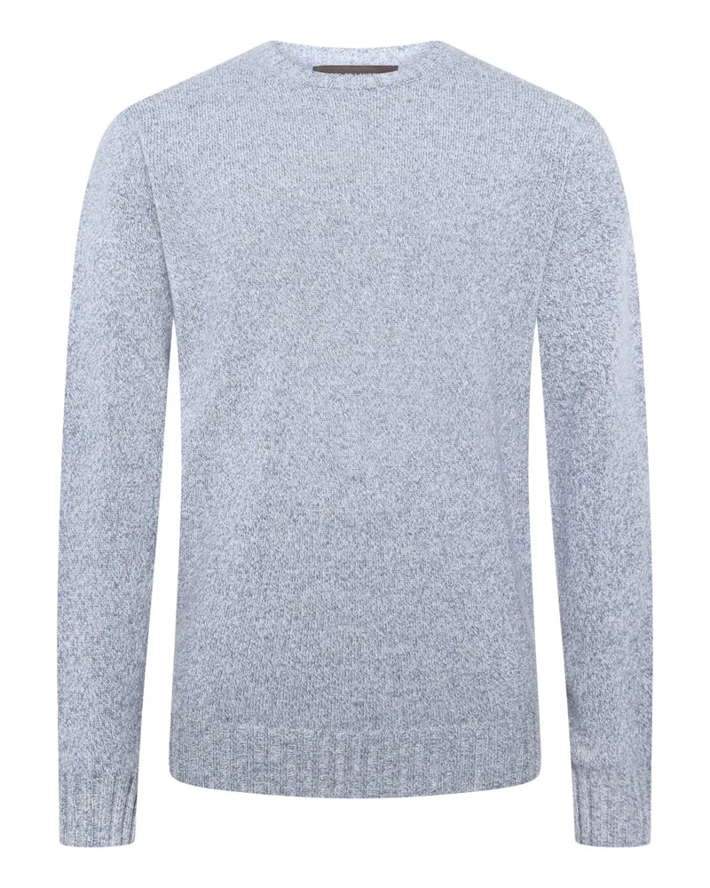 Filippo de Laurentiis Softer Pullover aus einem Merino-Kaschmir-Mix mit O-Neck in Hellblau