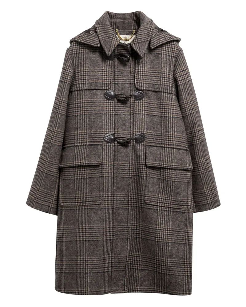 Barbour Damen Woll-Dufflecoat Melody Check mit Kapuze in Braun