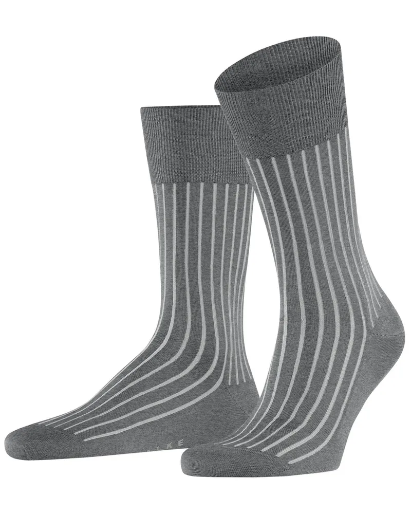 Falke Socken Shadow aus einem gestreiften Baumwoll-Mix in Hellgrau