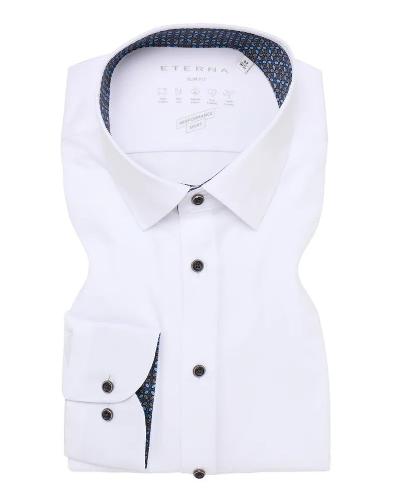 Eterna Stretch-Hemd Performance-Shirt in Funktionsqualität, Slim Fit in Weiß