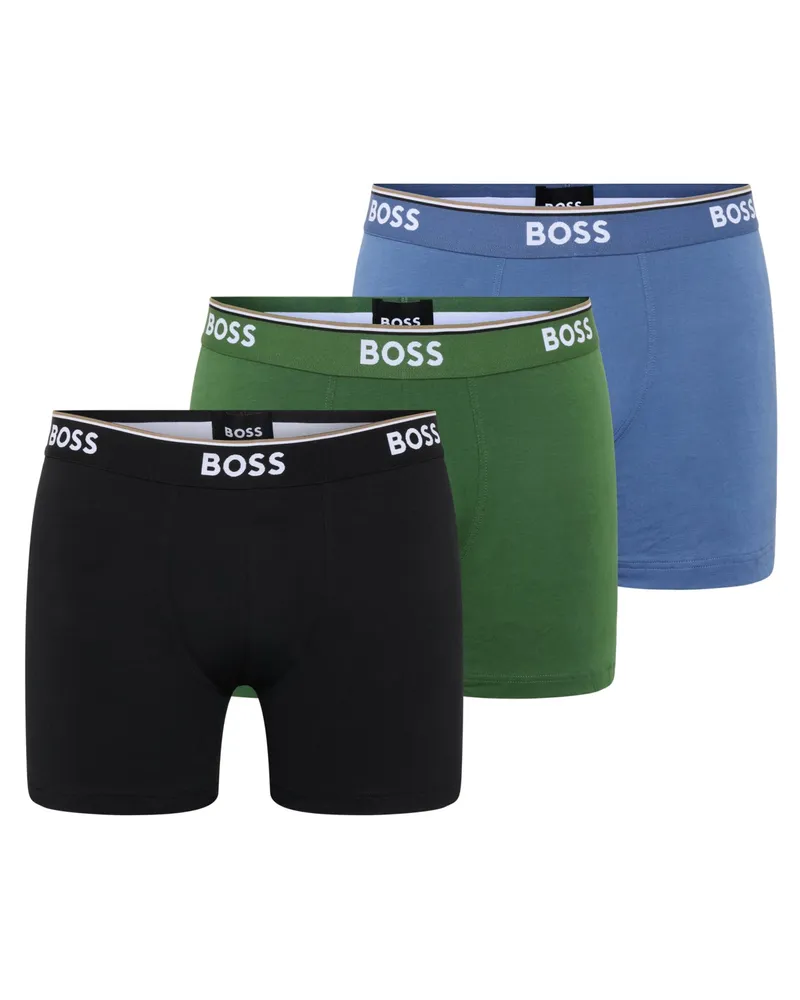 HUGO BOSS 3er Pack Boxer-Briefs aus elastischem Baumwollgemisch im Farbmix in Blau