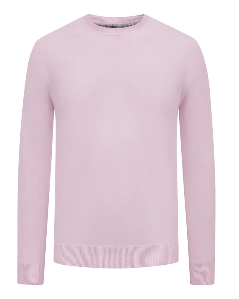 Tom Rusborg Leichter Rundhalspullover aus einem Baumwolle-Seide-Mix in Pink