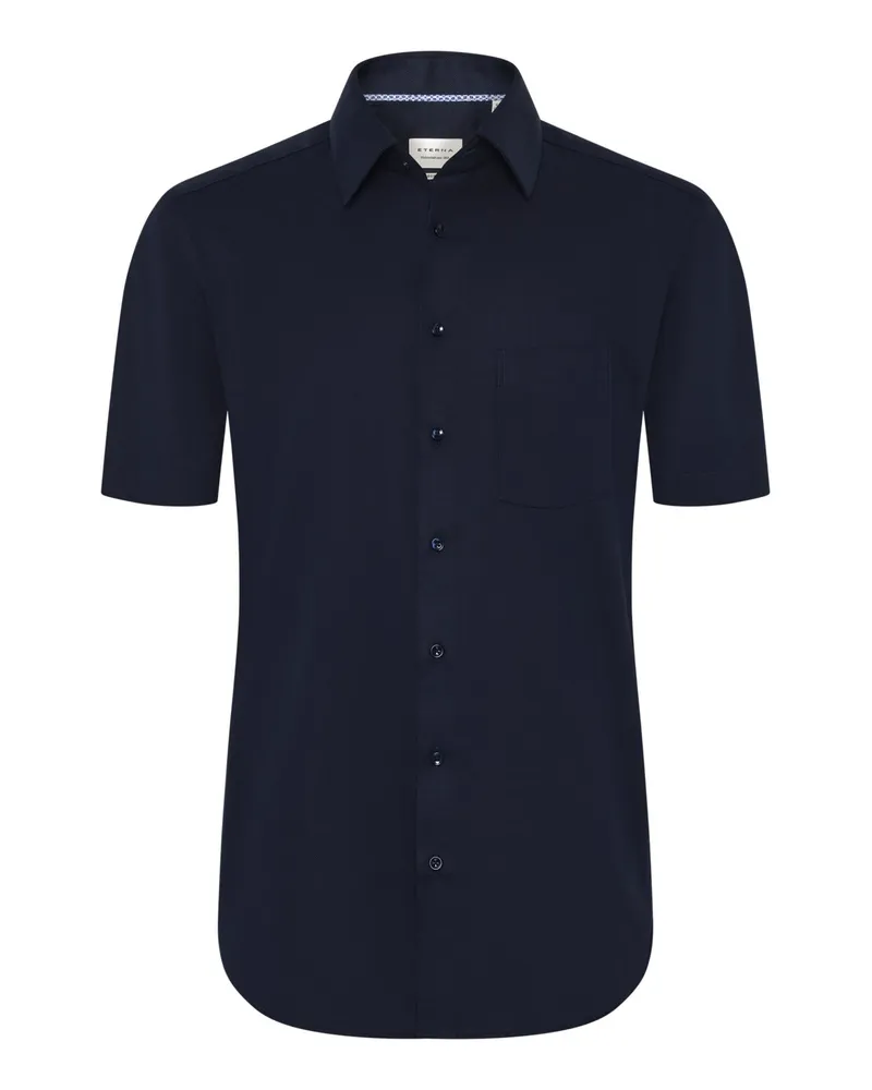 Eterna Kurzarmhemd aus Baumwolle mit Struktur, Modern Fit in Marine
