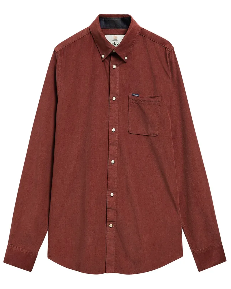 Barbour Unifarbenes Cordhemd Ramsey mit Brusttasche, Tailored Fit in Rot