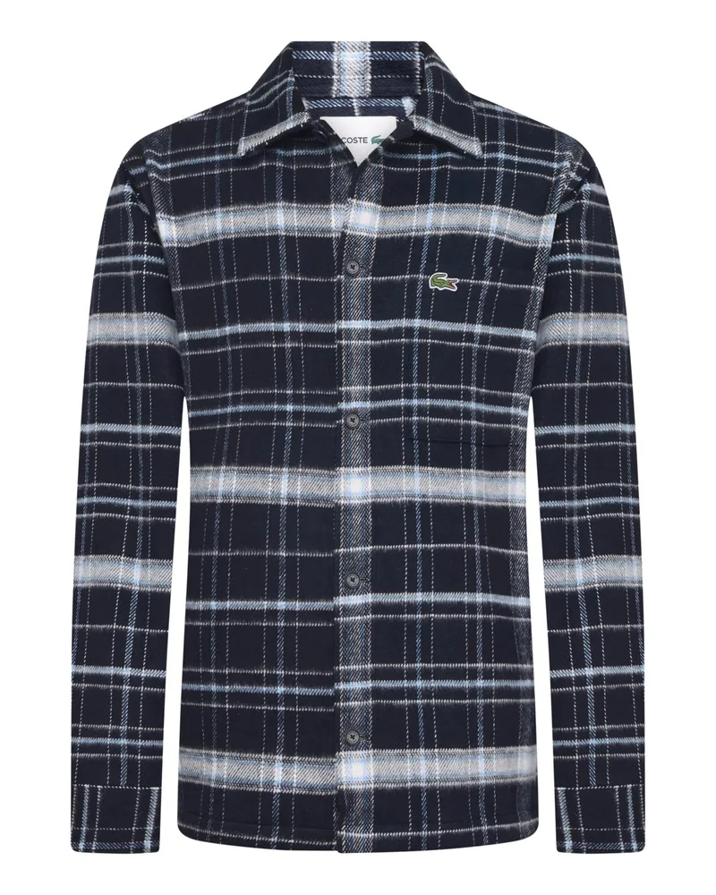 Lacoste Flanell-Overshirt aus Baumwolle mit Karomuster in Marine