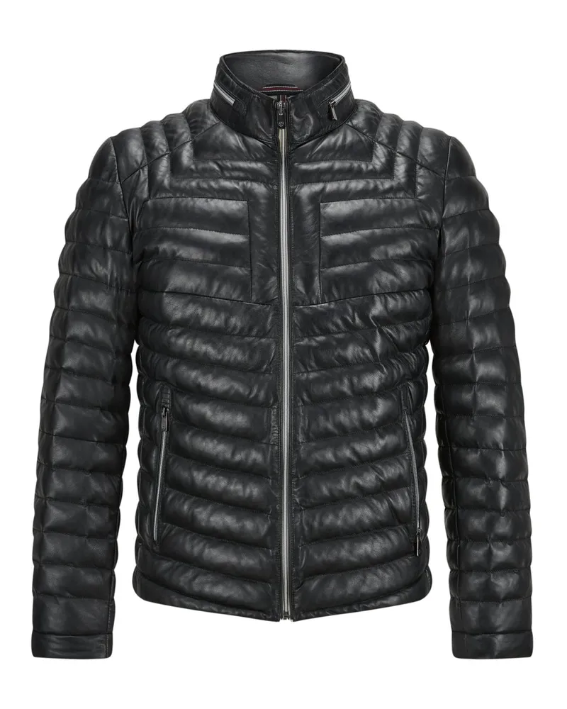 Milestone Gesteppte Lederjacke mit SORONA®AURA-Isolierung in Schwarz