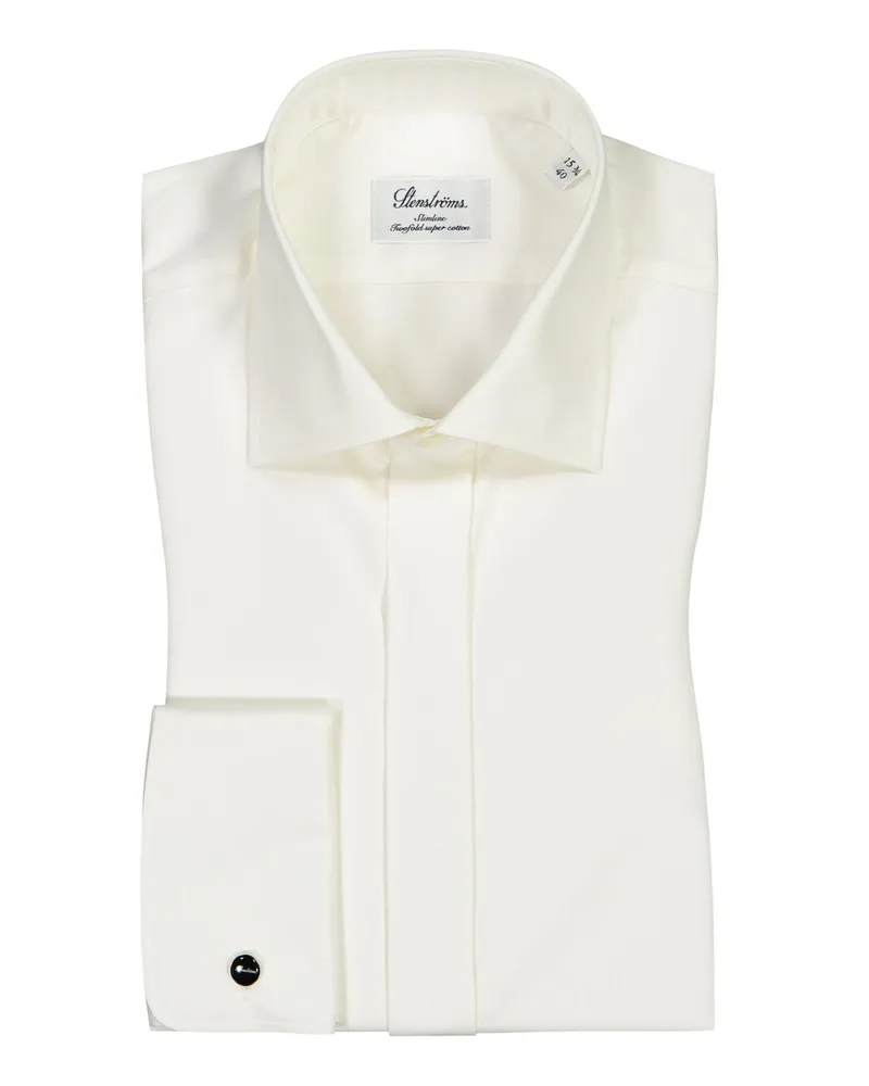 Stenströms Gala-Hemd, mit verdeckter Knopfleiste, Slimline in Offwhite