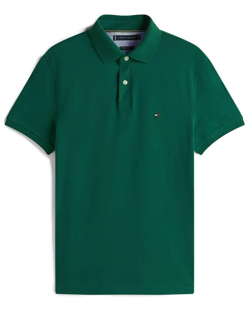 Tommy Hilfiger Unifarbenes Poloshirt 1985 und kleiner Flag-Stickerei, Regular Fit in Grün