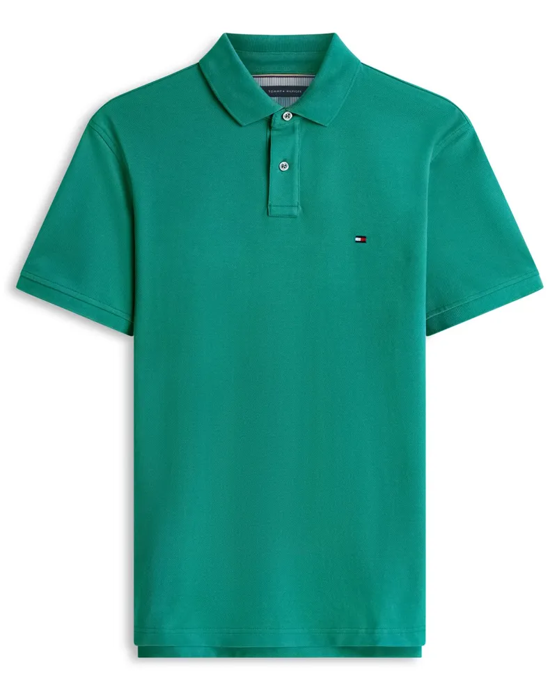 Tommy Hilfiger Piqué-Poloshirt 1985 mit Stretch-Anteil und Flag-Stickerei, Regular Fit in Grün