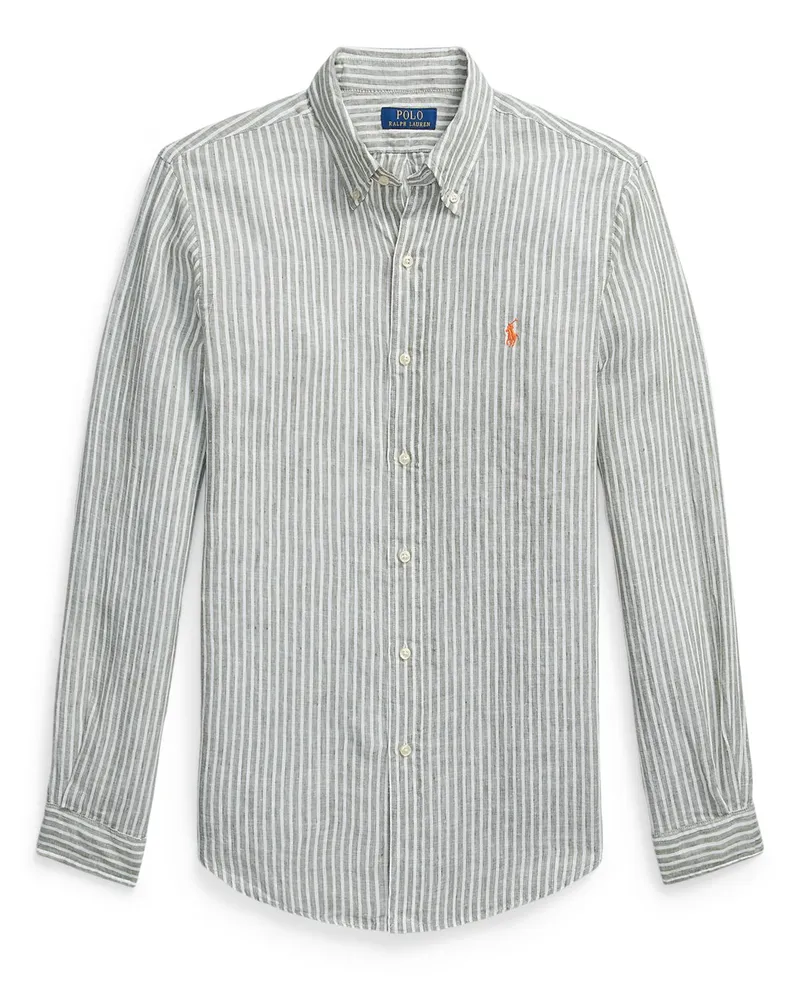 Ralph Lauren Leinenhemd mit Streifenmuster, Custom Fit in Schilf