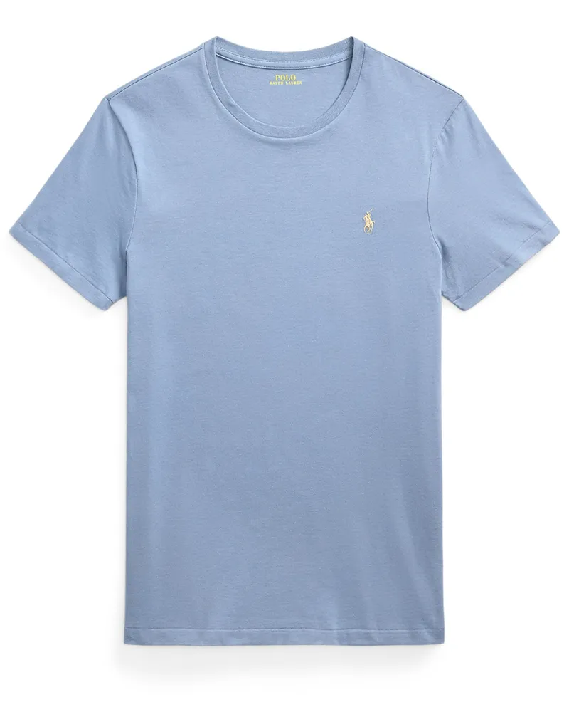 Ralph Lauren T-Shirt aus Baumwolle mit Logo-Aufnäher, Custom Slim Fit in Hellblau