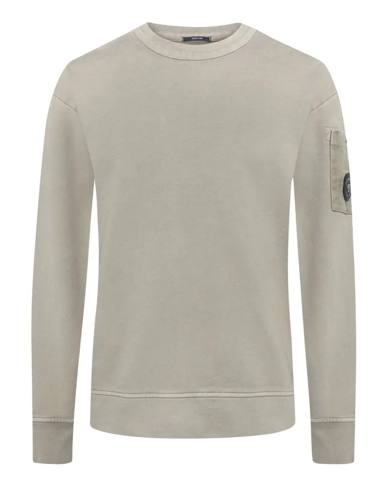 C.P. Company Sweatshirt mit Ärmeltasche und O-Neck in Kreide