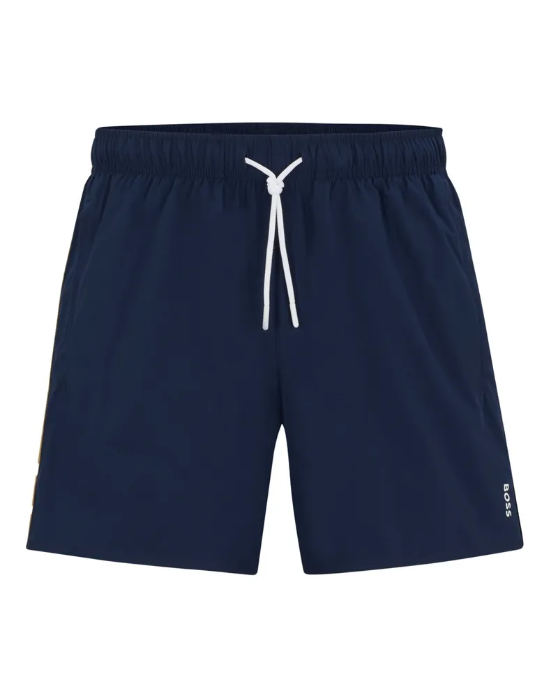 HUGO BOSS Leichte und schnelltrocknende Badehose mit Seitenstreifen in Marine