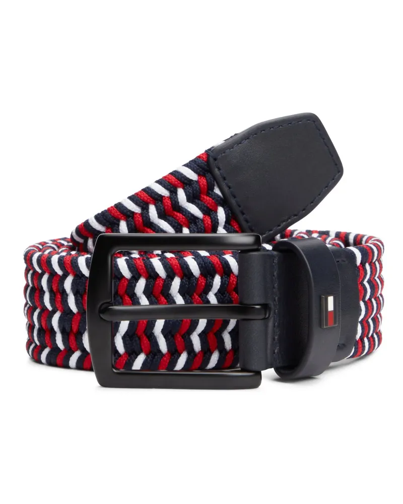 Tommy Hilfiger Elastischer Flechtgürtel mit Lederakzenten in Rot