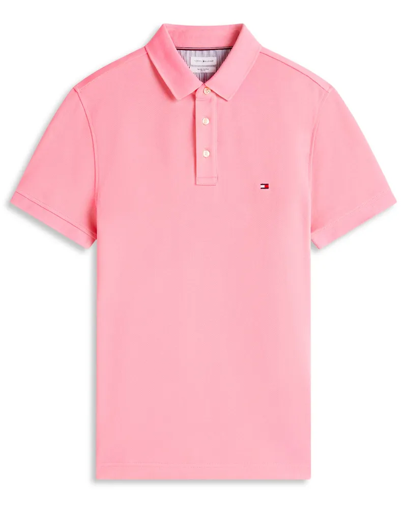 Tommy Hilfiger Slim Fit Poloshirt 1985 mit Stretch und Flag-Stickerei, Slim Fit in Rosenrot