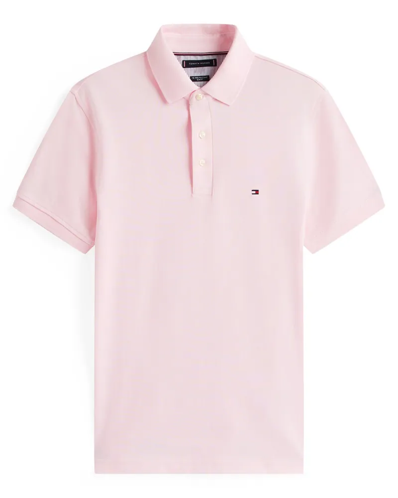 Tommy Hilfiger Piqué-Poloshirt 1985 mit Stretch und Logo-Stickerei, Slim Fit in Rosenrot