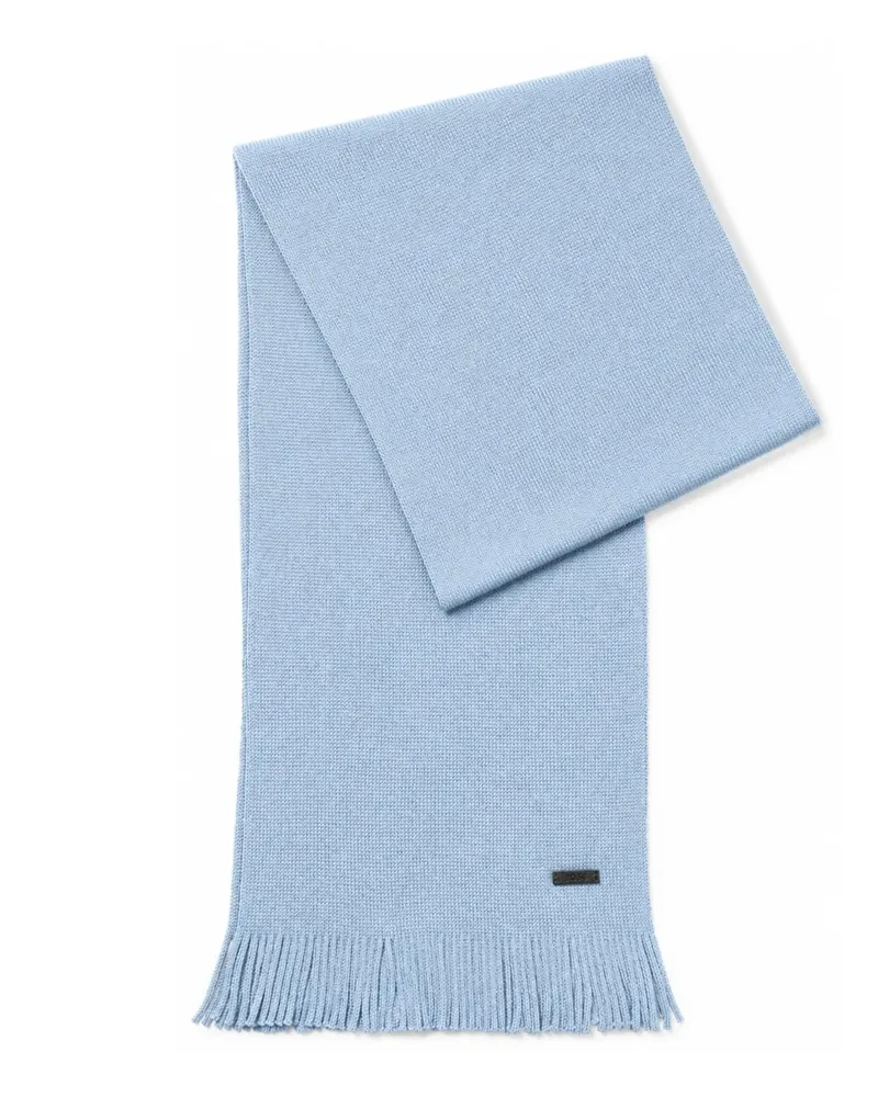 HUGO BOSS Softer Strick-Schal aus Schurwolle in Blau