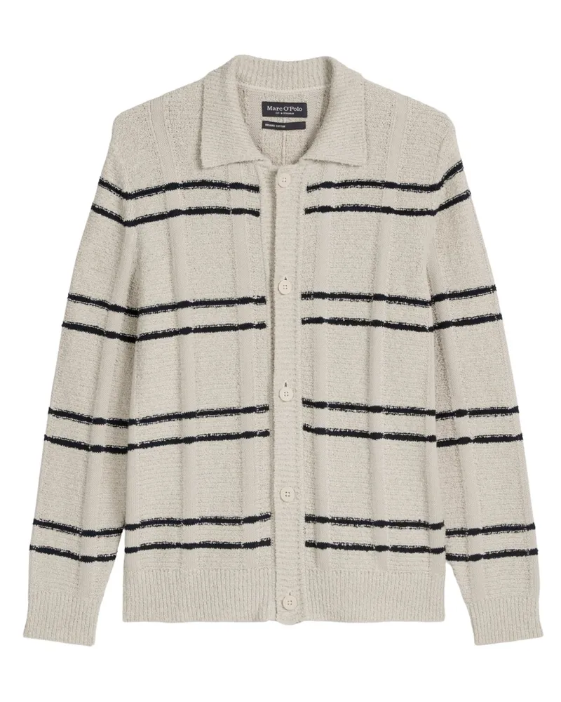 Marc O'Polo Strick-Overshirt aus Bio-Baumwolle mit Ringelstreifen in Beige