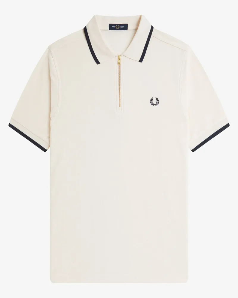 Fred Perry Poloshirt aus Baumwoll-Krepp mit Logo-Aufnäher in Offwhite