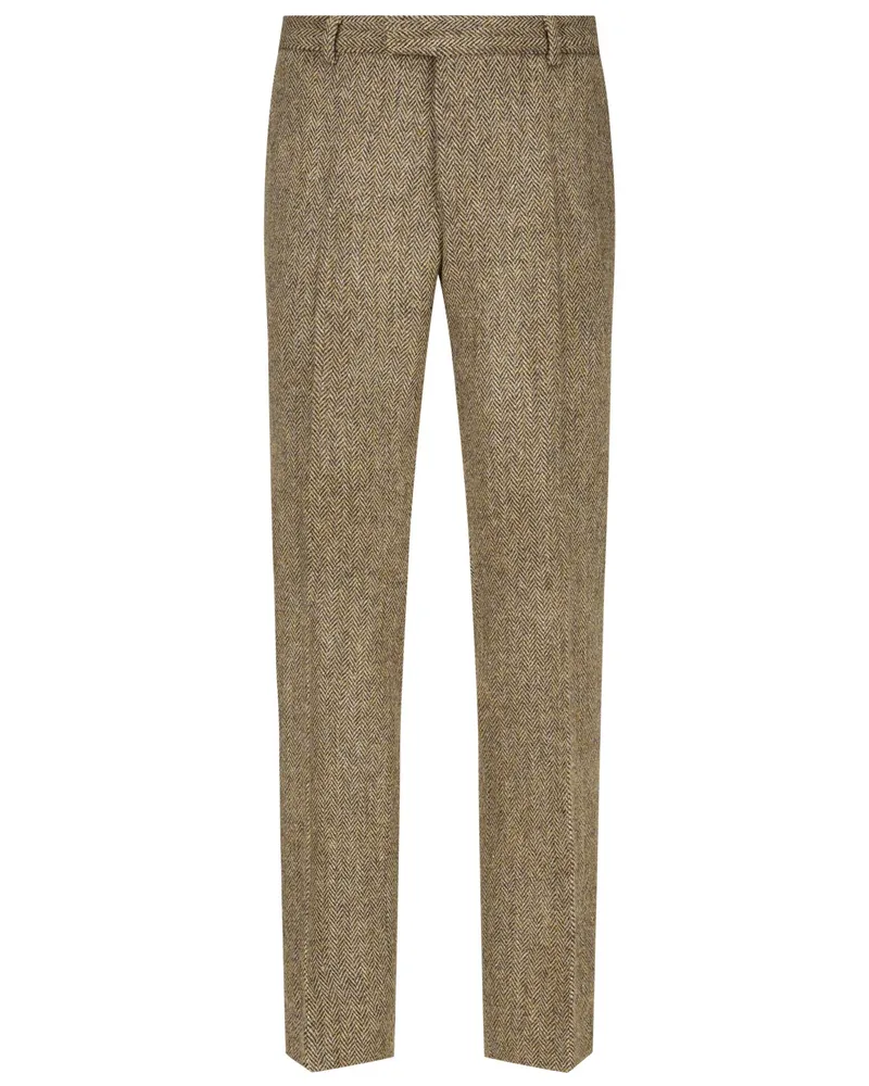 Wellington of Bilmore Harris Tweed Hose aus Schurwolle mit Fischgrätmuster, Regular Fit in Beige